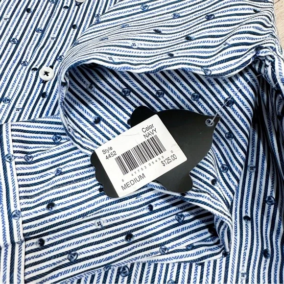 NWT VISCONTI BLACK Men's Patterned Striped Shirt Size Medium​ - Picture 6 of 13